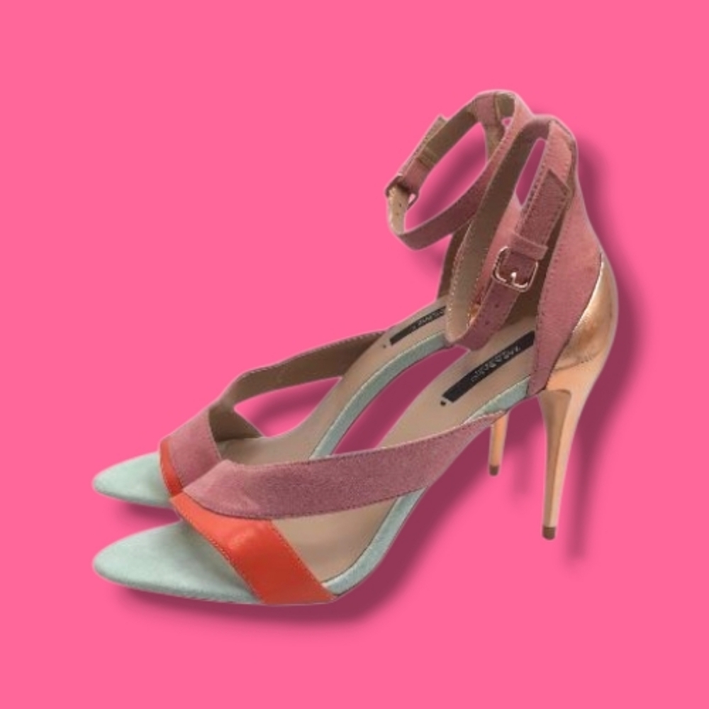 ZARA Heels Pink Coral Gold Size 9